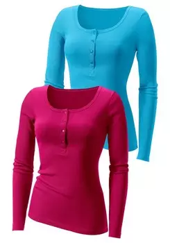 Лонгслив H.I.S, голубой синий/розовый