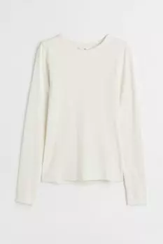 Лонгслив H&M Ribbed Modal-blend, белый