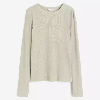 Лонгслив H&M Ribbed Modal-blend, светло-зеленый
