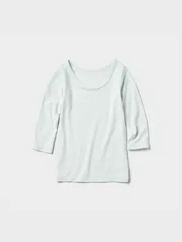 Лонгслив HEATTECH с круглым вырезом для малышей Uniqlo, светло-зеленый