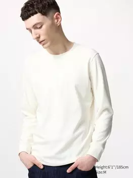 Лонгслив Heattech с круглым вырезом, очень теплый Uniqlo, белый