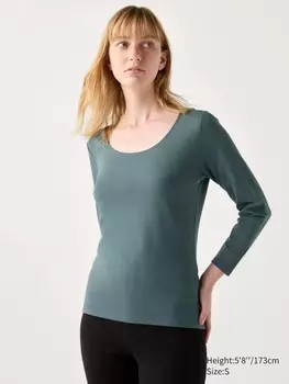 Лонгслив heattech Uniqlo, зеленый
