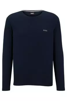 Лонгслив Hugo Boss Cotton-blend Pajama With Embroidered Logo, темно-синий