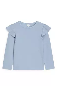 Лонгслив из джерси с оборками Arket, синий