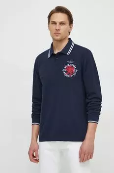 Лонгслив из хлопка Aeronautica Militare, темно-синий