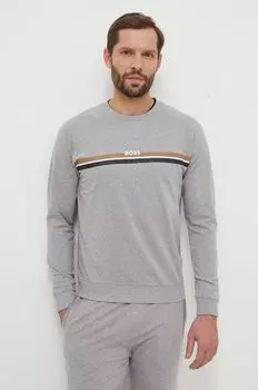 Лонгслив из хлопка Boss, серый