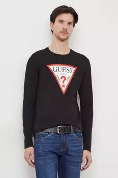 Лонгслив из хлопка Guess, черный