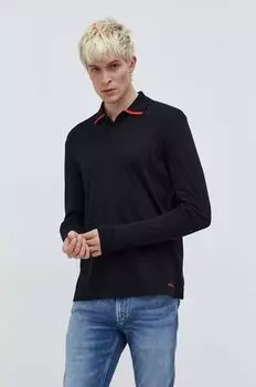 Лонгслив из хлопка Hugo, черный