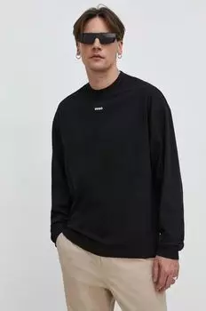 Лонгслив из хлопка Hugo, черный