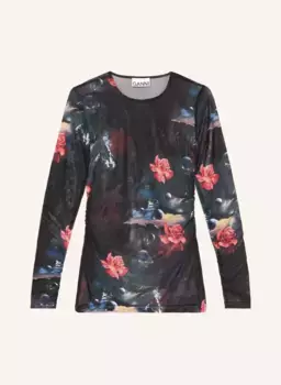 Лонгслив из сетки Ganni, черный