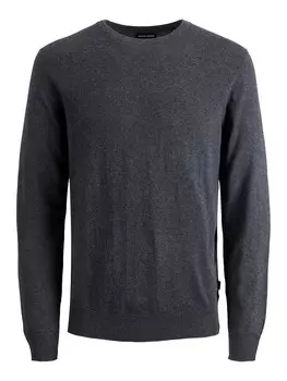 Лонгслив Jack & Jones Dnner Langarm Strickpullover Rundhals Basic Sweater JJEEMIL, темно серый