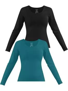 Лонгслив Janice 2 x Damen Langarmshirt Nimes, цвет Petrol/Schwarz