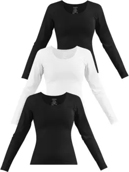 Лонгслив Janice 3 x Damen Langarmshirt Nimes, цвет Schwarz/Wei/Schwarz