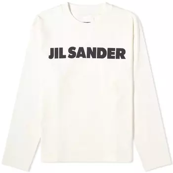 Лонгслив Jil Sander Long Sleeve Logo, светло-кремовый/черный