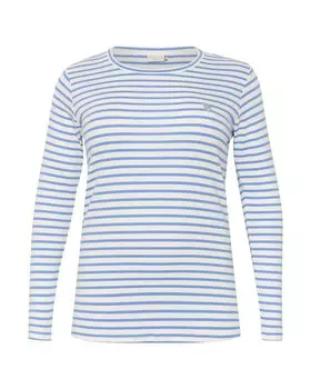 Лонгслив KAFFE CURVE Shirt Lia, цвет blue/white