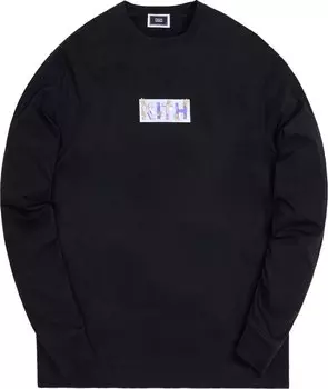 Лонгслив Kith For Superwaxx Classic Logo Long-Sleeve Tee 'Black', черный