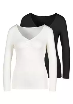 Лонгслив LASCANA Shirt, черный/белый