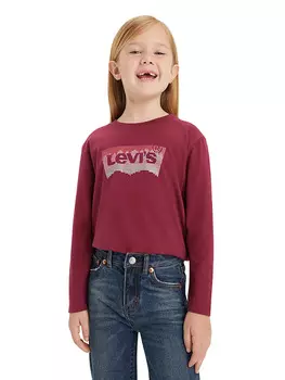 Лонгслив Levi's Kids Meet and greet glitter bat, красный
