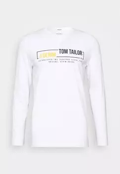 Лонгслив LONGSLEEVE WITH CHEST PRINT TOM TAILOR DENIM, белый