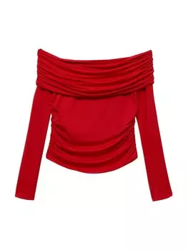 Лонгслив Mango BARDOT, красный