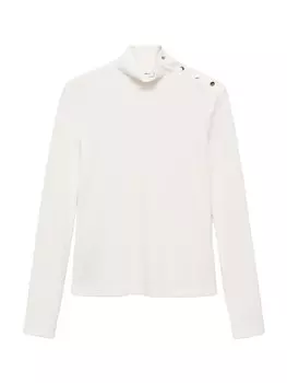 Лонгслив MANGO Shirt BETTY, натуральный белый