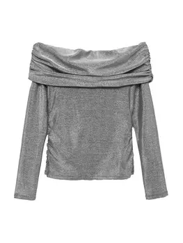 Лонгслив MANGO Shirt XTOM, серебряный