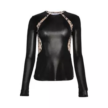 Лонгслив Marine Serre Regenerated Jersey Drapped Long-Sleeve, бежевый