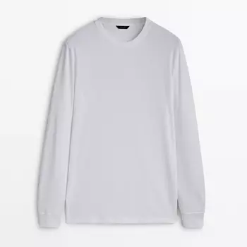 Лонгслив Massimo Dutti Cotton, белый