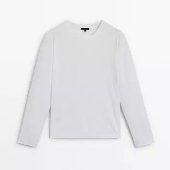 Лонгслив Massimo Dutti Cotton, белый