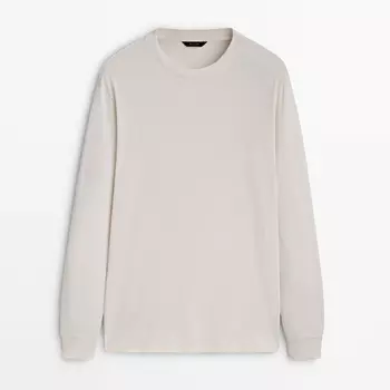 Лонгслив Massimo Dutti Cotton, кремовый
