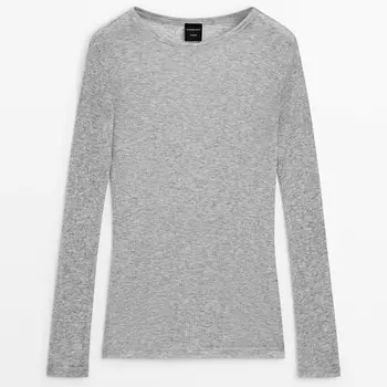 Лонгслив Massimo Dutti Lyocell Blend - Studio, серый