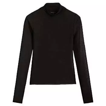 Лонгслив Massimo Dutti Semi-sheer Studio, черный