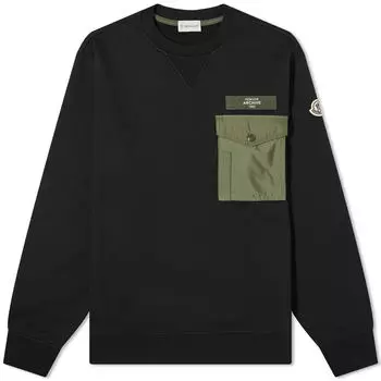 Лонгслив Moncler Long Sleeve Nylon Pocket T-Shirt, черный