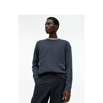 Лонгслив мужской Arket с круглым вырезом, темно-синий