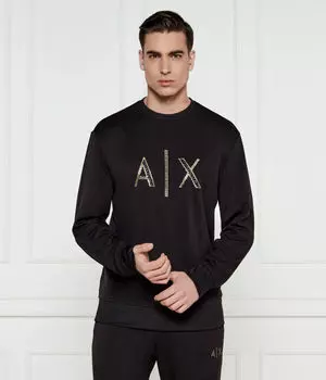 Лонгслив мужской Armani Exchange с золотым логотипом, черный
