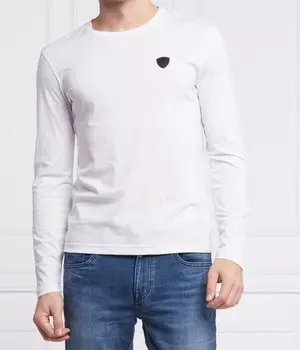 Лонгслив мужской Ea7 хлопковый облегающий, белый