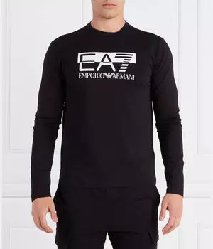 Лонгслив мужской Ea7 с логотипом на груди, черный