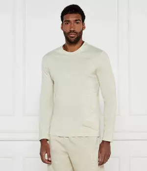 Лонгслив мужской Ea7 с объемным логотипом, бежевый