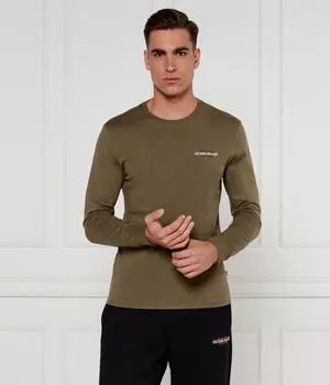 Лонгслив мужской Guess Jeans однотонный облегающий, зеленый