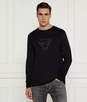 Лонгслив мужской Guess Jeans с принтом, черный