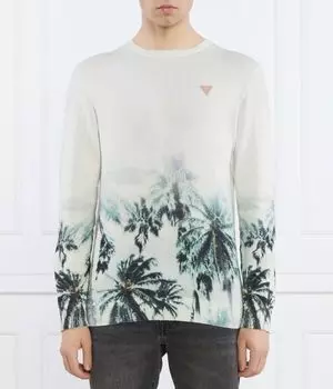 Лонгслив мужской Guess Jeans Tyson с принтом пальм, зеленый