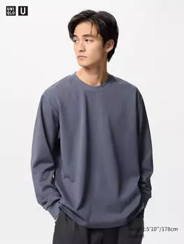 Лонгслив мужской свободного кроя Uniqlo, цвет 06 серый