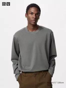 Лонгслив мужской свободного кроя Uniqlo, цвет 58 зеленый