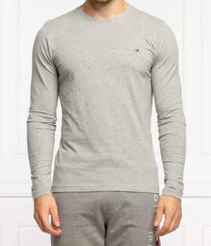 Лонгслив мужской Tommy Hilfiger хлопковый облегающего кроя, серый