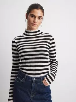 Лонгслив NA-KD Shirt, черный/белый