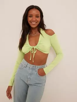 Лонгслив NA-KD Shirt, зеленый