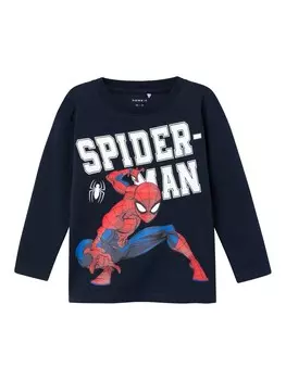 Лонгслив NAME IT Shirt Naza Spiderman, синий/темно-синий