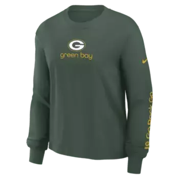 Лонгслив Nike Green Bay Packers Boxy, зеленый