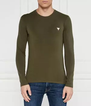 Лонгслив очень тонкая посадка Guess Jeans, зеленый