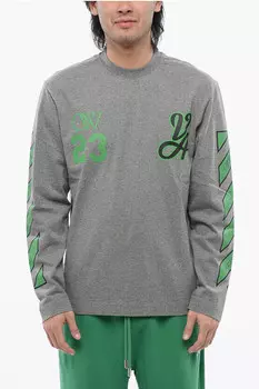 Лонгслив Off-White Skate-Fit 23 Varsity, серый/зеленый